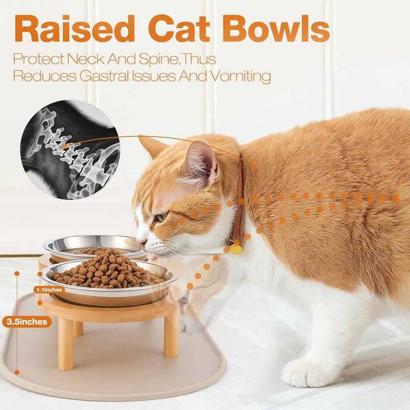 Summark Stainless Steel Raised Cat Food Bowl for 2 Bowls, 6.3-Inch Replaceable Cat Bowl, Pack of 2 - Image 4